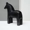 Black Ribbed Horse Sculptures – Modern Aluminum Animal Figurines